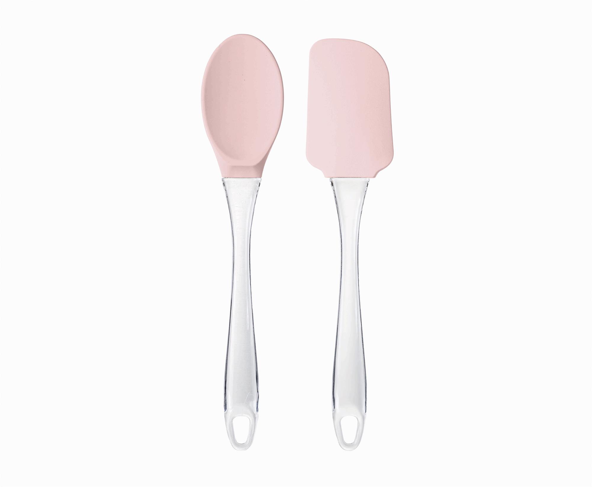 TRANSPARENT-HANDLE SILICONE SCRAPER SPATULA AND SPOON KIT