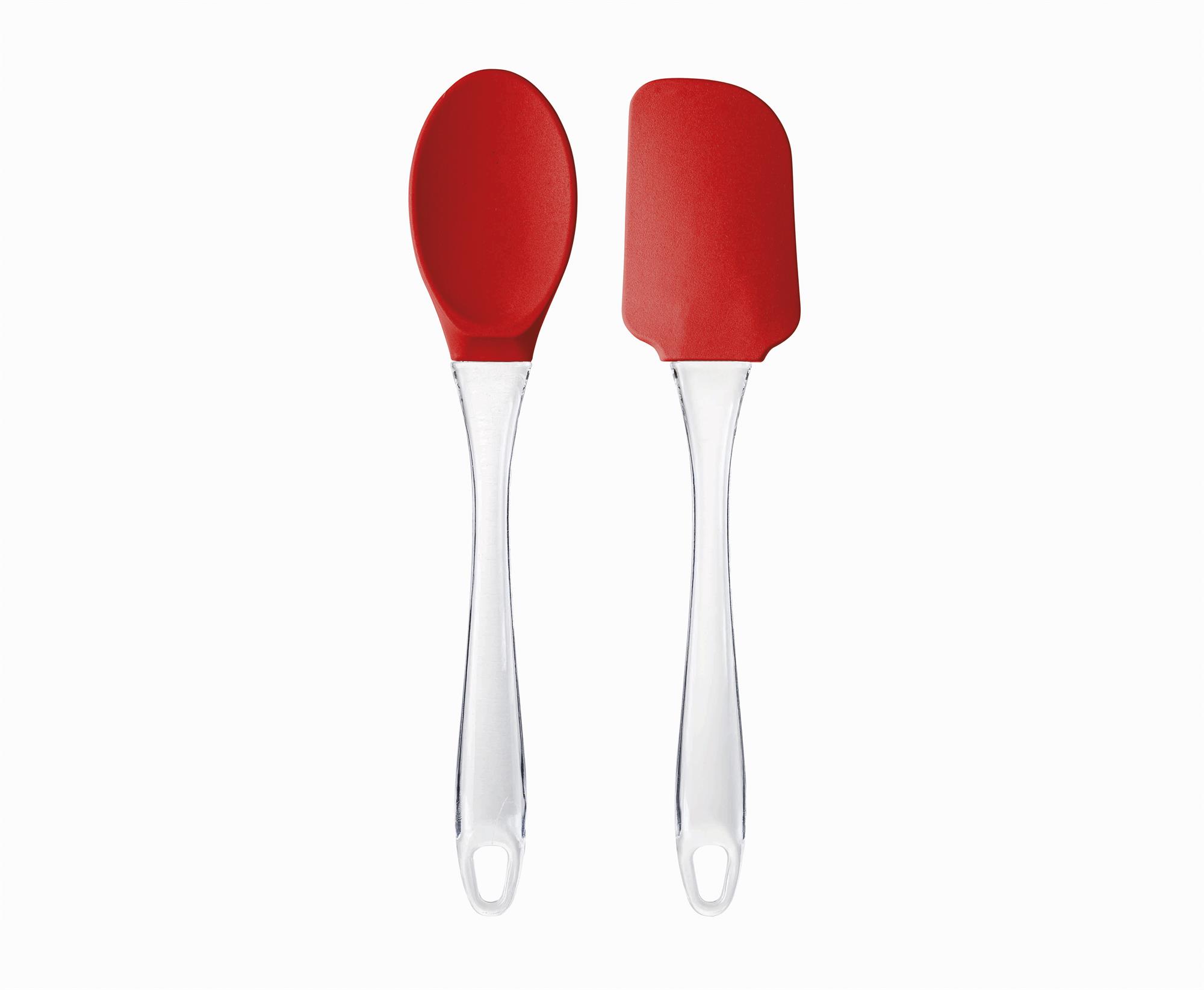 TRANSPARENT-HANDLE SILICONE SCRAPER SPATULA AND SPOON KIT