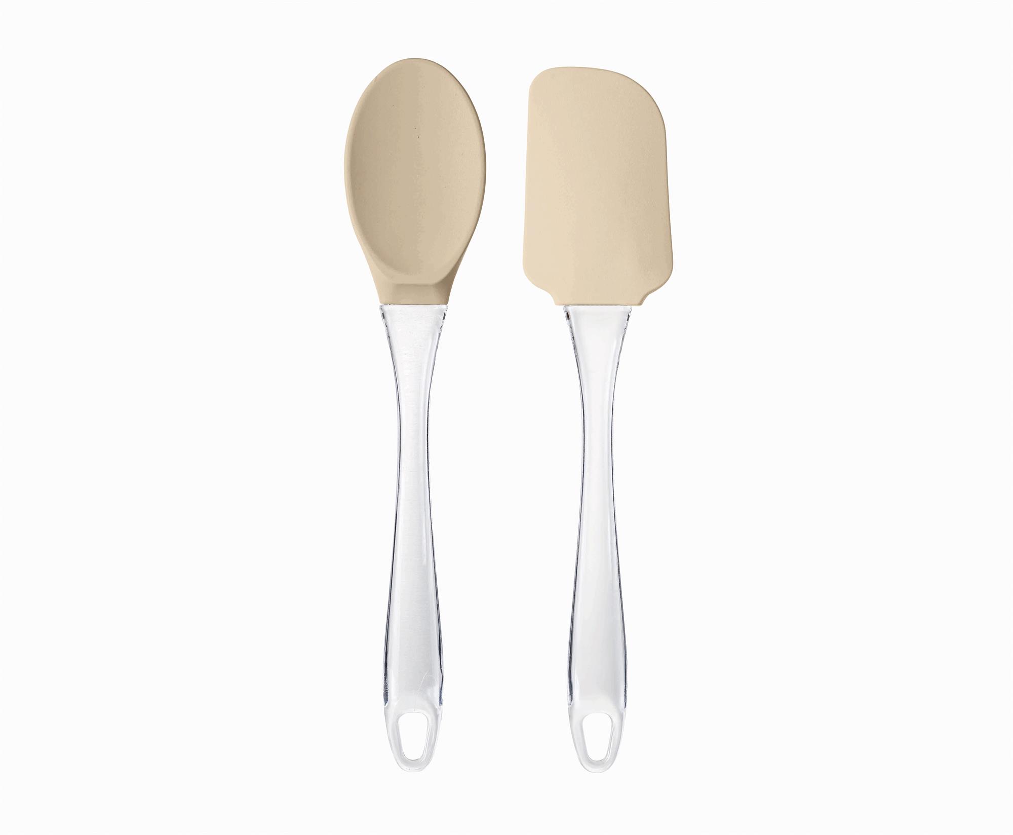 TRANSPARENT-HANDLE SILICONE SCRAPER SPATULA AND SPOON KIT
